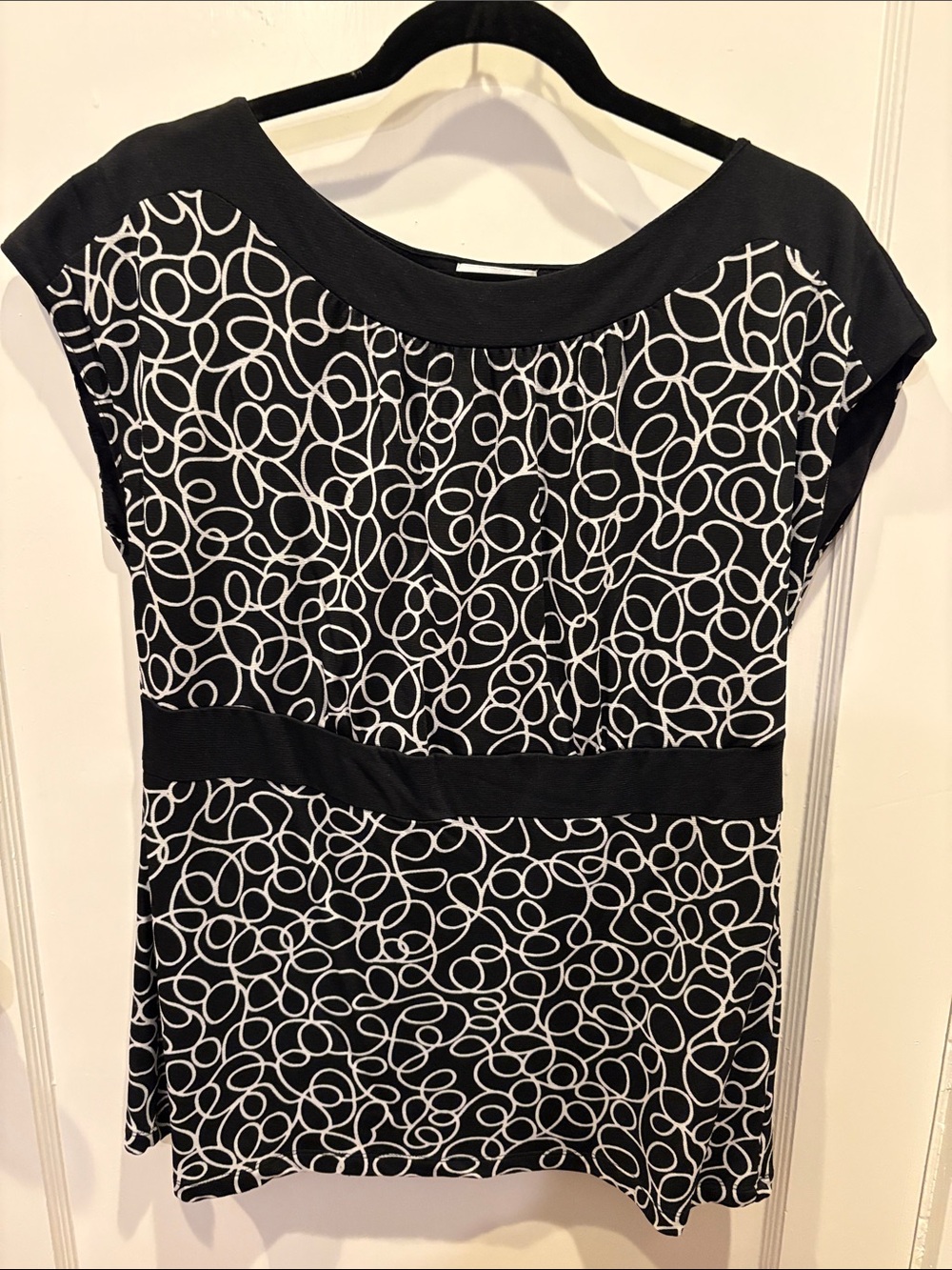 Charter Club Black and White Loop Print Tunic Top BN512